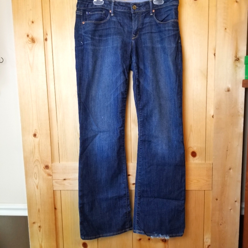 Gap 1969 Sexy Boot Cotton Blend Cut Minimally Distressed Denim Jeans
